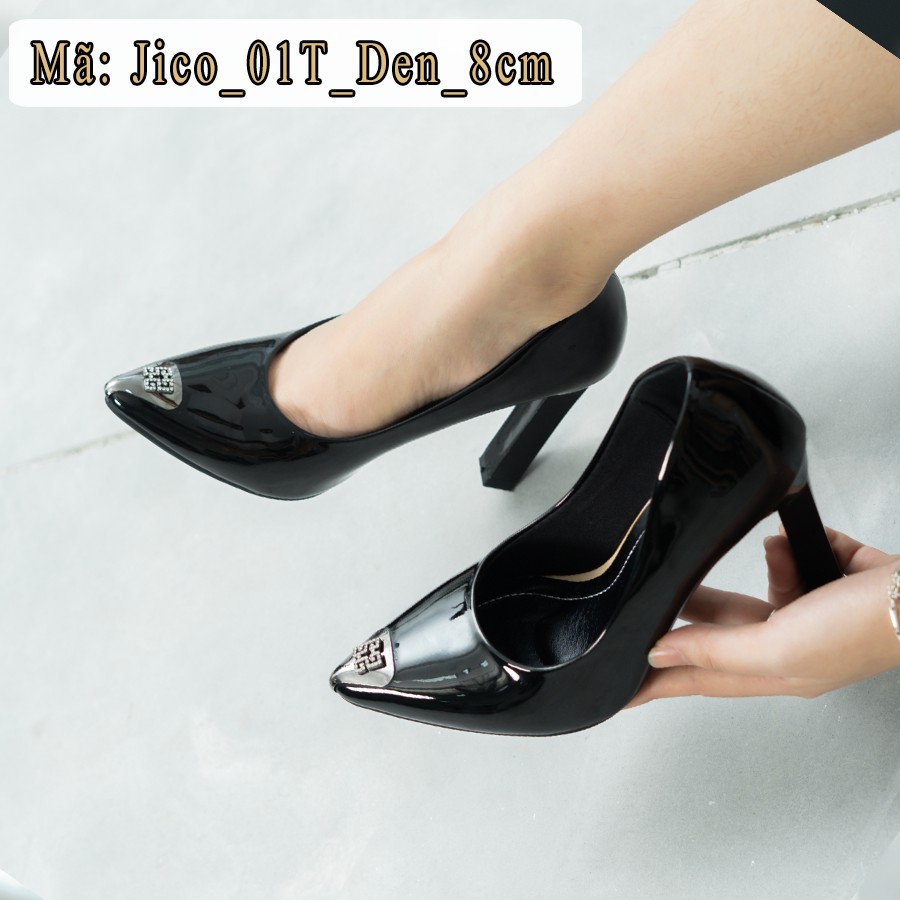 GIÀY CAO GÓT MŨI THẬP MÀU ĐEN - JICO_01T_Đen