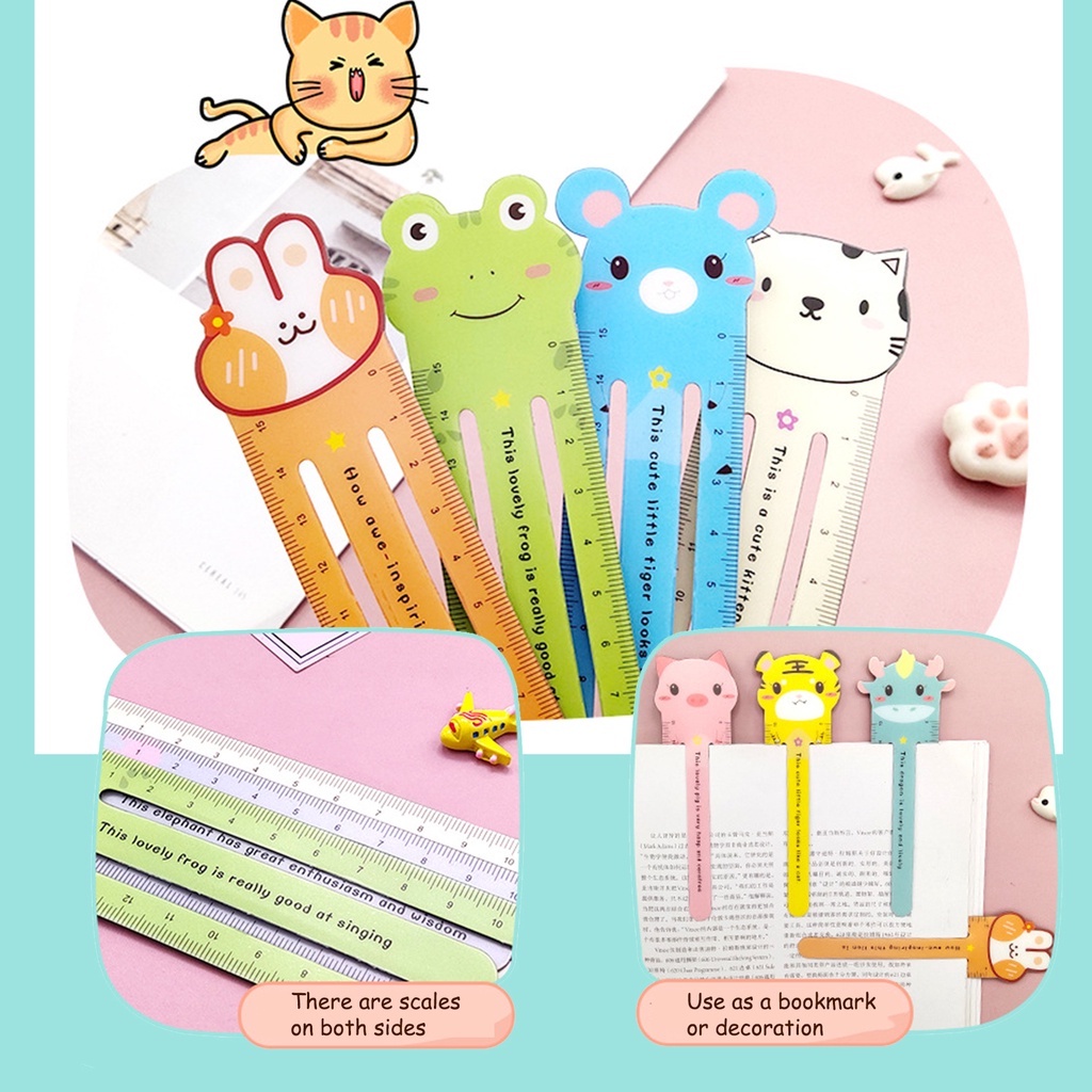 Thước Thẳng Mềm Dẻo 15cm Hình Thú Hoạt Hình Dễ Thương Sáng Tạo Cho Học Sinh/Văn Phòng