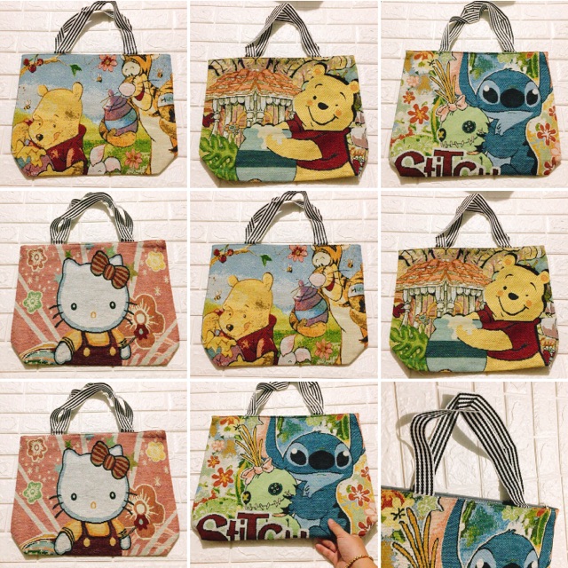 Túi thổ cẩm hoạt hình (SIÊU TO) 38*45cm .