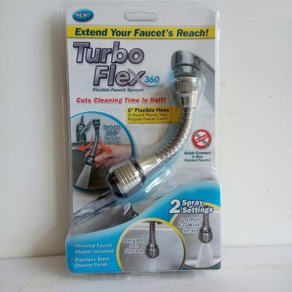 Vòi xịt tăng áp tại vòi điều chỉnh 360o tiết kiệm nước Turbo Flex