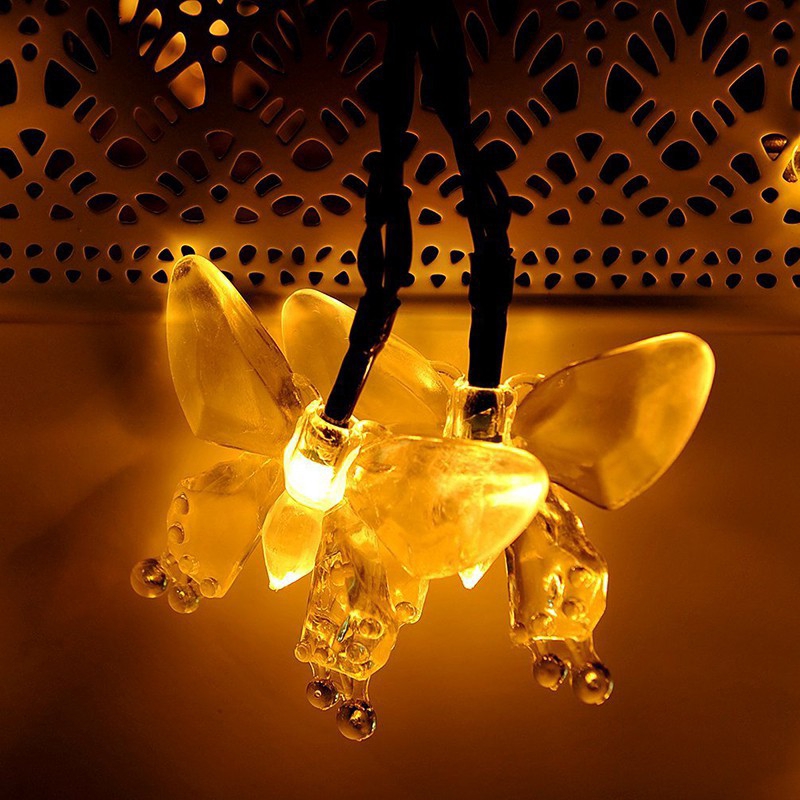 Bộ 6m dây đèn 30 LED hình bướm năng lượng mặt trời chống thấm nước dùng trang trí kèm phụ kiện