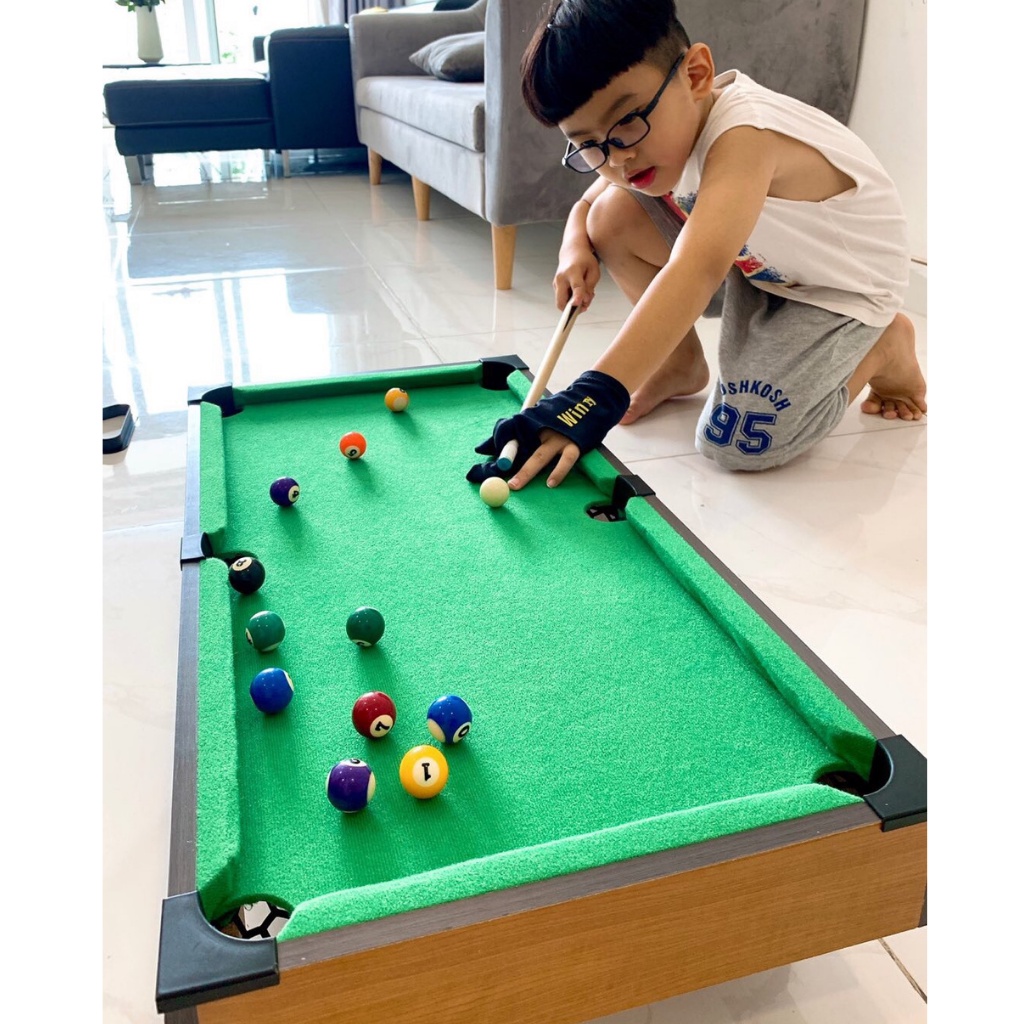 Bàn Bi-a mini cho bé - Bàn Bida lỗ bằng gỗ, Full size - Trò chơi giải trí tuyệt vời giúp bé tránh xa tivi, điện thoại