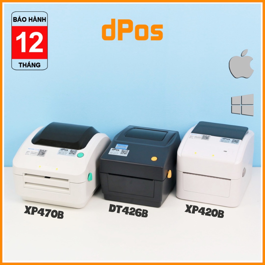 Máy in đơn hàng TMĐT dPos XP470B - DT426B - XP420B - XP490B - GP1324D in phiếu giao hàng tem vận chuyển mã vạch Minicode