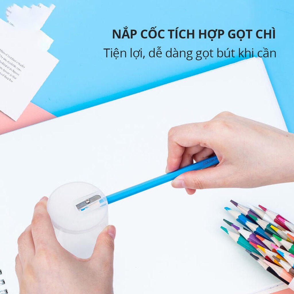 Bút chì màu tô chuyên nghiệp, bút chì màu dạng cốc chất lượng cao kèm gọt bút chì