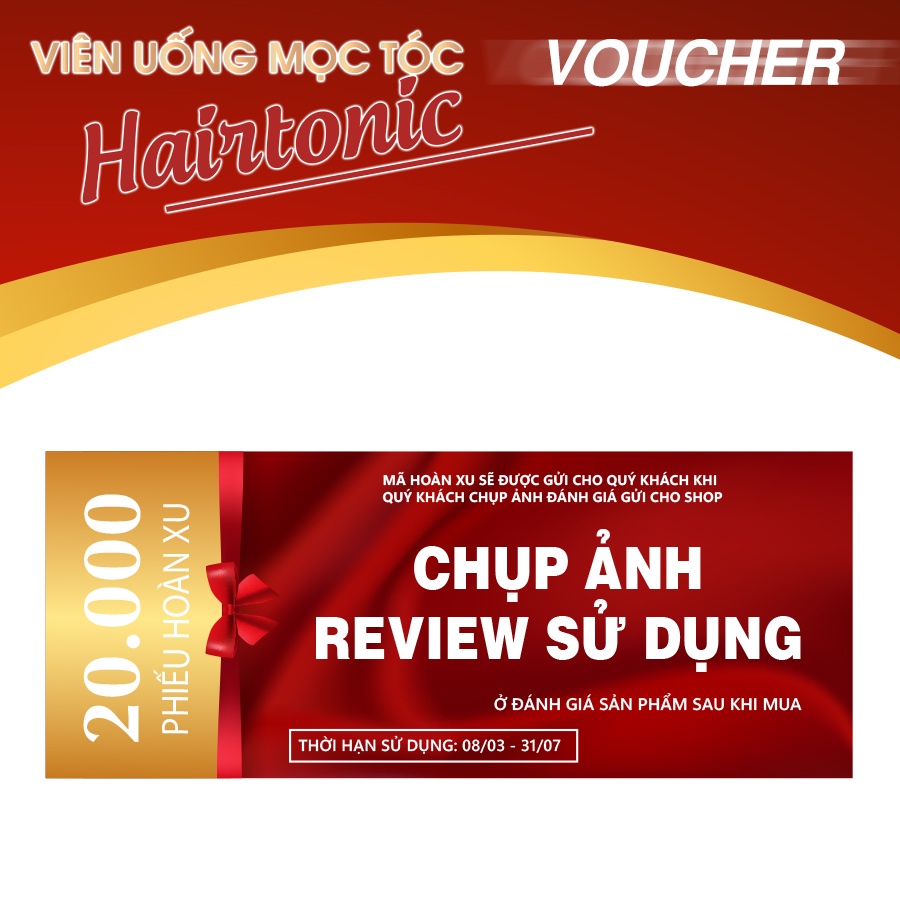 Viên uống mọc tóc Hairtonic, giảm rụng tóc, kích thích tóc mọc nhanh, chắc khỏe, suôn mượt (100 viên)