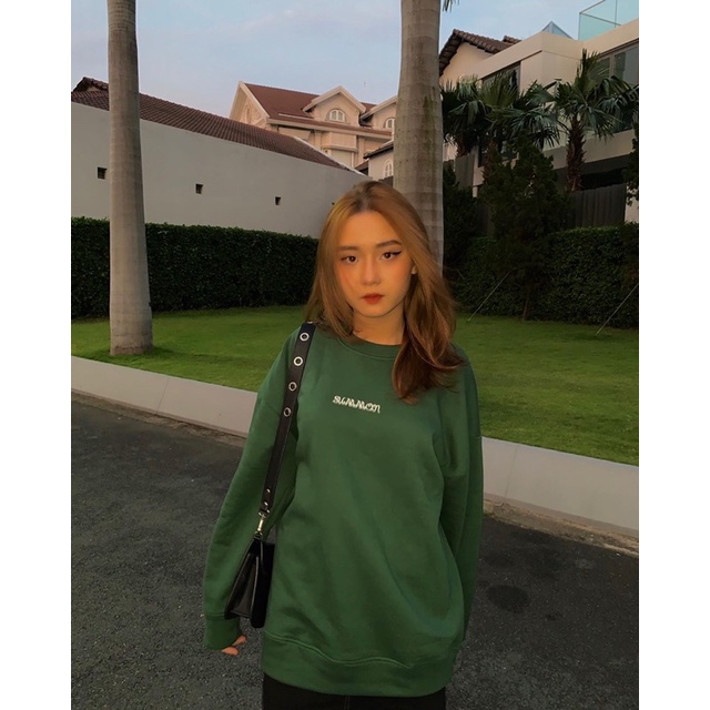 Áo nỉ tay dài Logo Basic - Green
