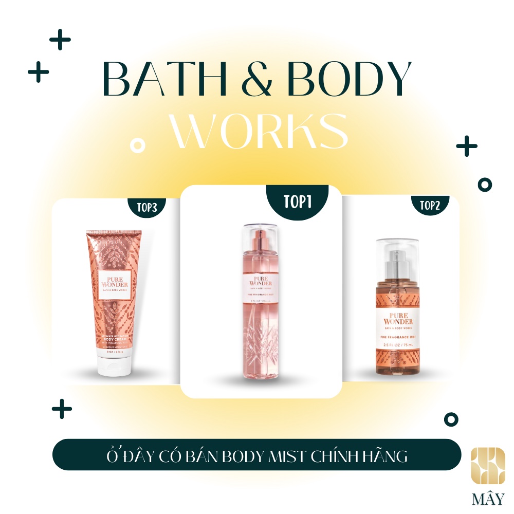 Body mist PURE WONDER - xịt khử mùi toàn thân mùi Body Mist Bath And Body Works Mỹ 236ml