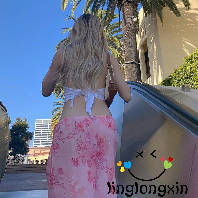 Chân Váy Dài Lưng Thấp Dáng Rộng In Hoa Thời Trang Mùa Hè Cho Nữ y2k