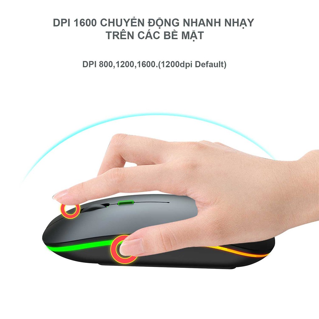 Chuột không dây Bluetooth HXSJ T18 wireless 2.4GHz tự sạc pin không tiếng click chuyên dùng cho Laptop macbook, PC, Tivi