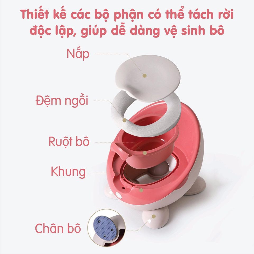 Bô cho bé đi vệ sinh hình phi thuyền Holla - ghế bô cho bé gái, bé trai (bô ngồi trẻ em có đệm da PU)