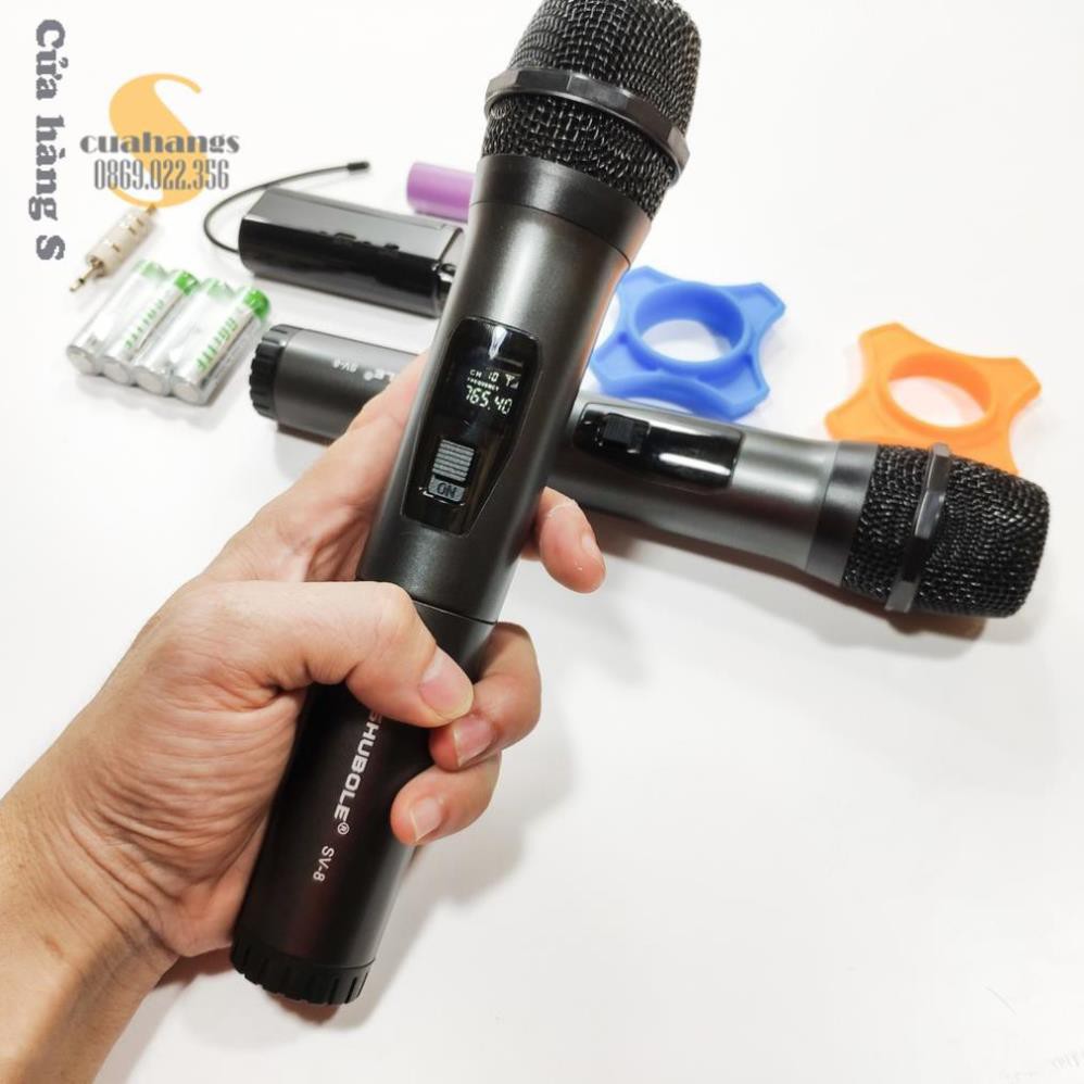 Mic Karaoke không dây bộ 2 cái SV8 chuyên dụng hát hay - BH 12 tháng