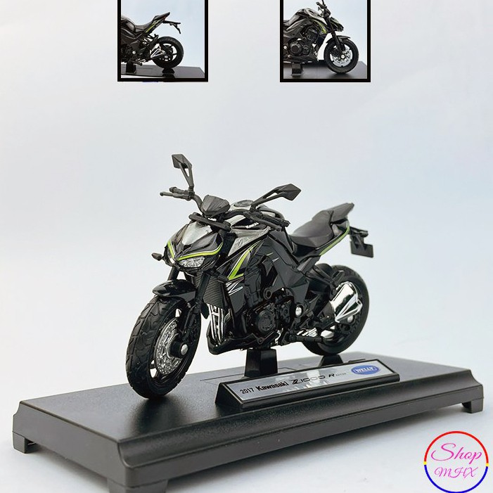 Xe mô hình mô tô Kawasaki Z1000R TẶNG KÈM BIỂN SỐ tỉ lệ 1:18 hãng Welly