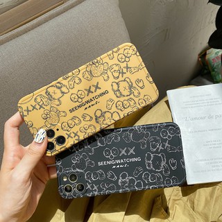 Ốp điện thoại mềm màu vàng/đen in hình kaws dành cho iPhone 11 Pro X Xs Max 7 8 Plus 12 pro max