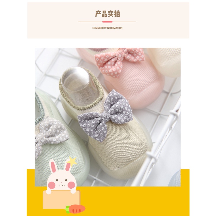 Loại 1_Giày bún tập đi cổ ngắn đính nơ cho bé gái siêu xinh từ 1 đến 3 tuổi