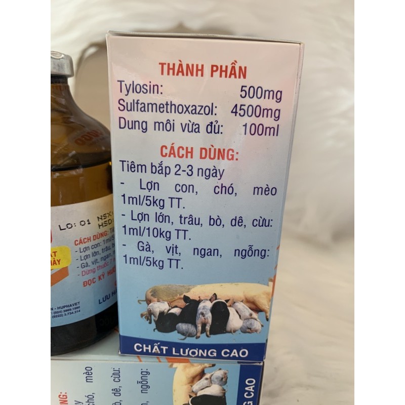 100ml T5000 - chướng bụng, đầy hơi, tiêu chảy, phù đầu trên gà, vịt, ngan, chó, mèo, heo con, trâu, bò, dê, cừu