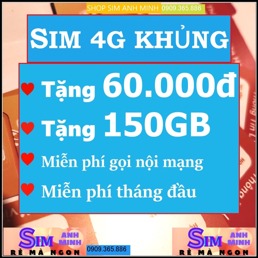 Sim 4G Vietnamobile Miễn Phí Data 180Gb , Sim Không Giới Hạn Data