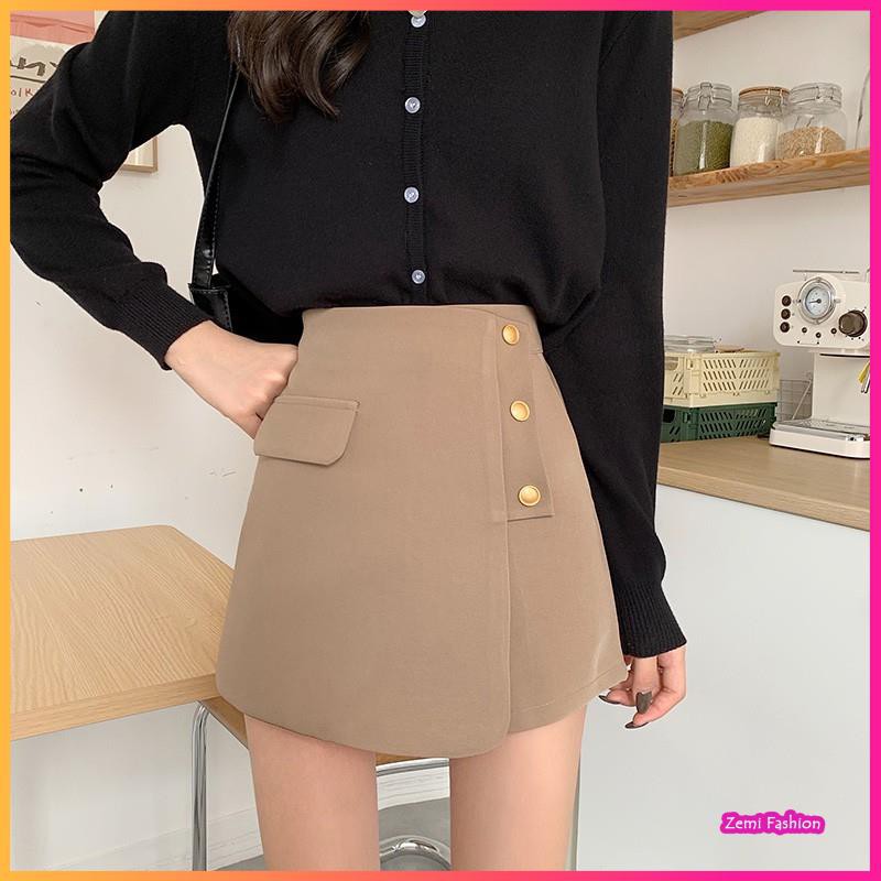 Quần giả váy cạp cao khuy lệch Ulzzang