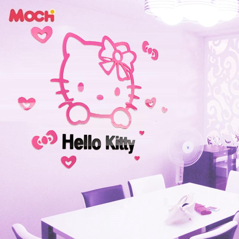 Bộ decal dán trang trí tường hình Hello Kitty bằng acrylic