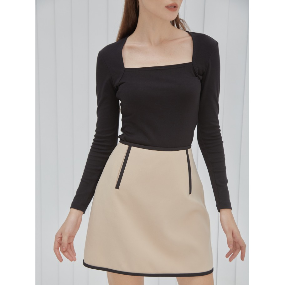  COCO SIN - Chân Váy Mini Nâu Viền Đen | BigBuy360 - bigbuy360.vn