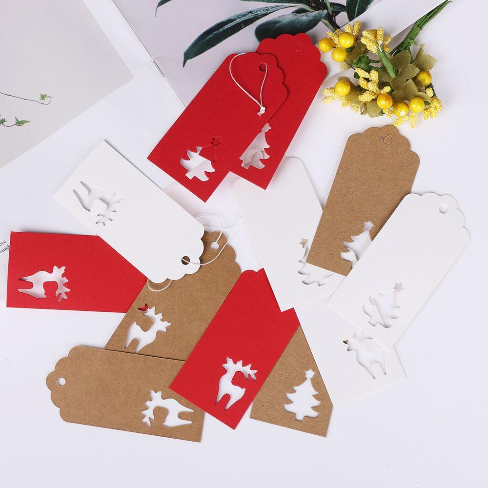 LEISURE Bộ 50 Miếng Dán Trang Trí Hộp Quà Giáng Sinh Hình Ngôi Sao &amp; Ông Già Noel Bằng Giấy Kraft