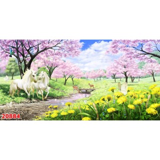 Tranh dán tường rừng hoa đào kích thước cao 80cm x 120cm
