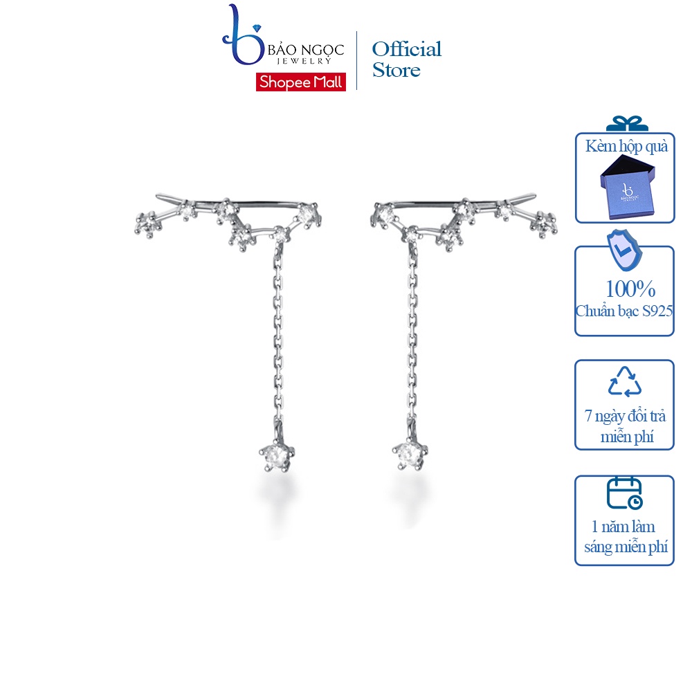 Bông Tai Bạc Nữ Dáng Dài, Bạc ITALY S925 Màu Trắng Bạc - B2488 - Bảo Ngọc Jewelry