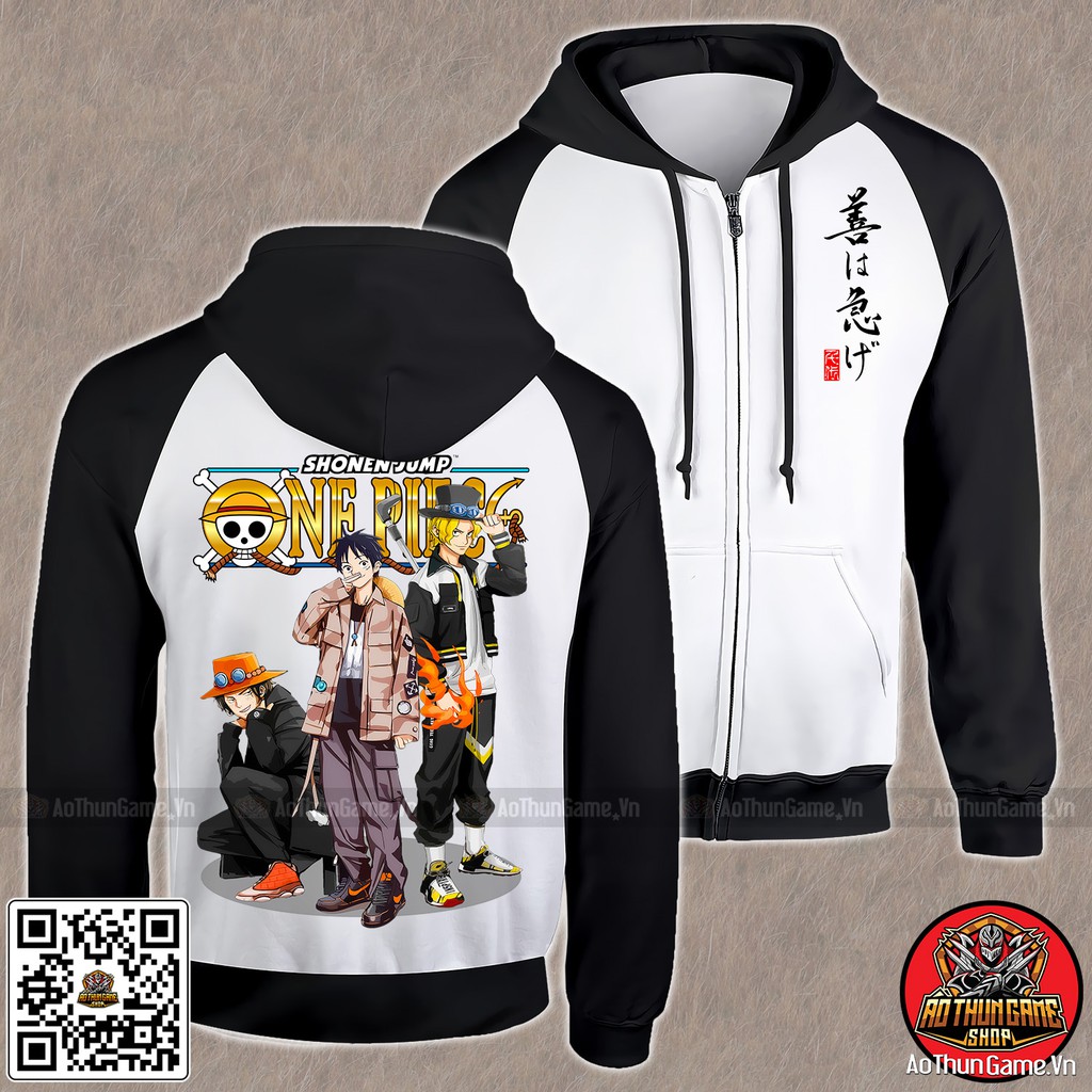 BST Áo khoác One Piece ACE LUFFY SABO, Áo khoác hoodie có size bé cho trẻ em Anime Manga Nam Nữ | Shop AoThunGameVn