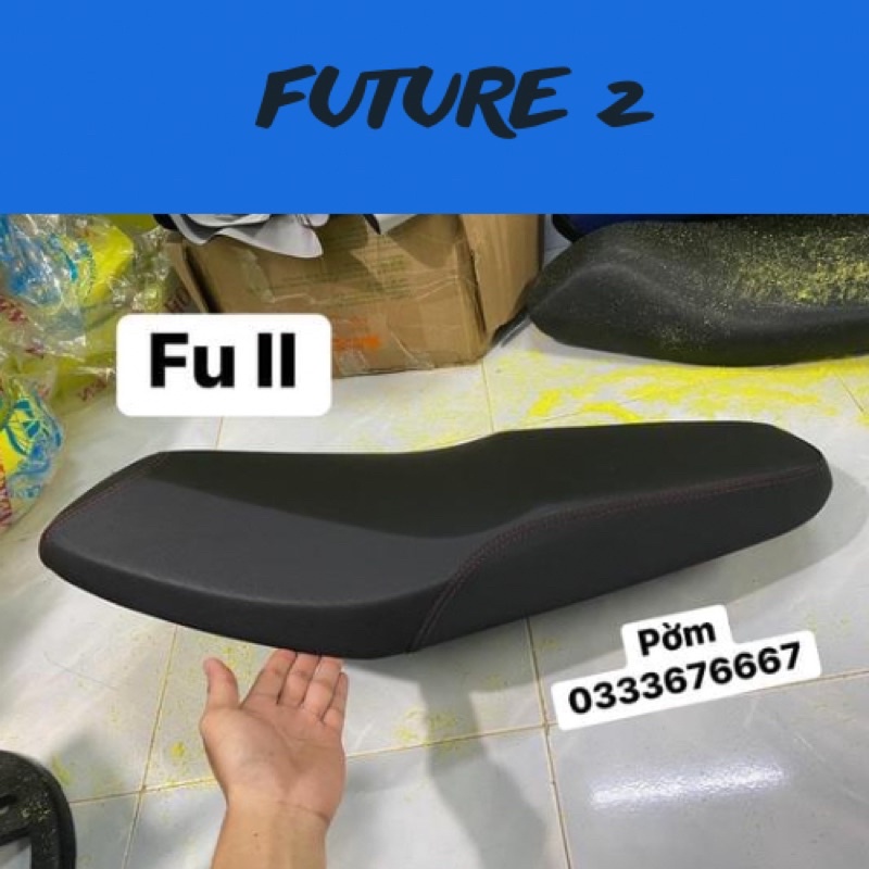 Yên Future II 2 tầng gọt góc cạnh kèm da xịn 4 chiều may phối chỉ Đỏ ( Mút với Da )