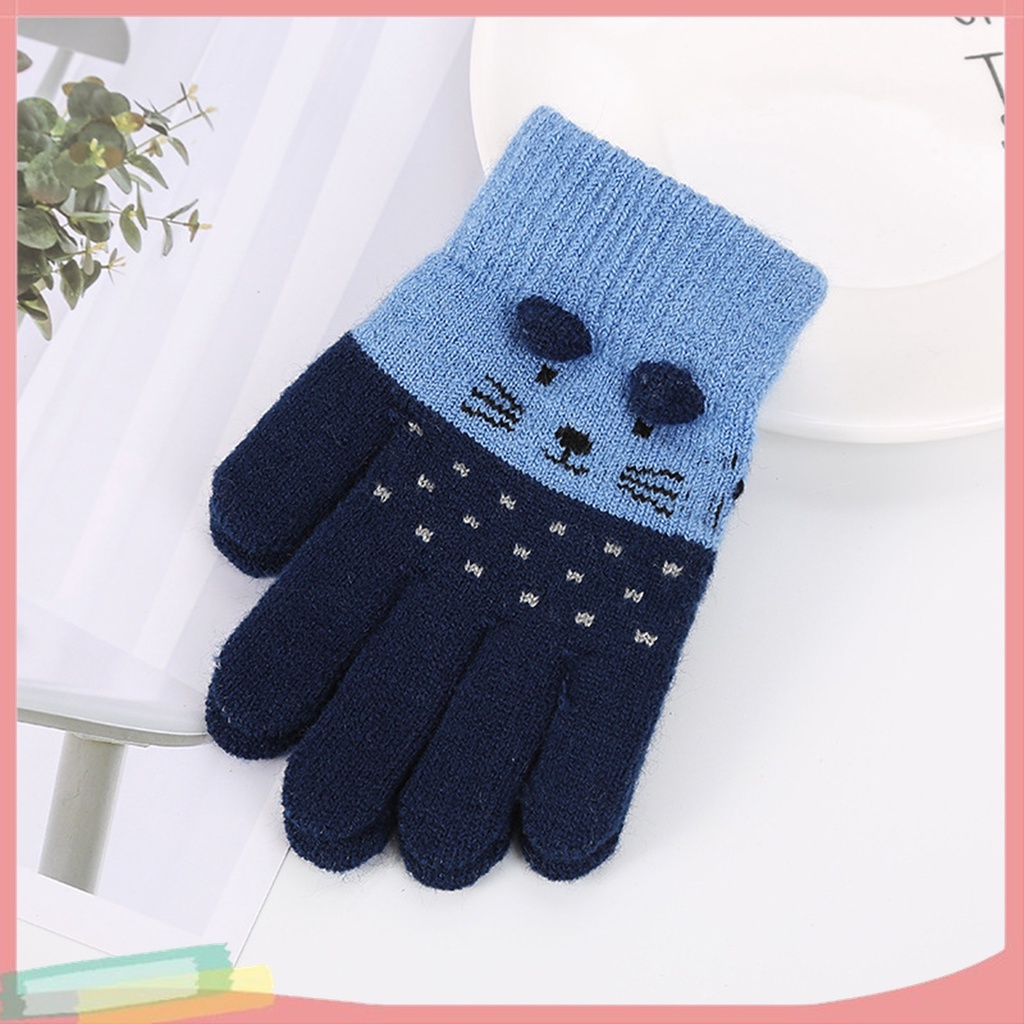 1 Đôi Găng Tay Dệt Kim Họa Tiết Hoạt Hình Dễ Thương Cho Bé