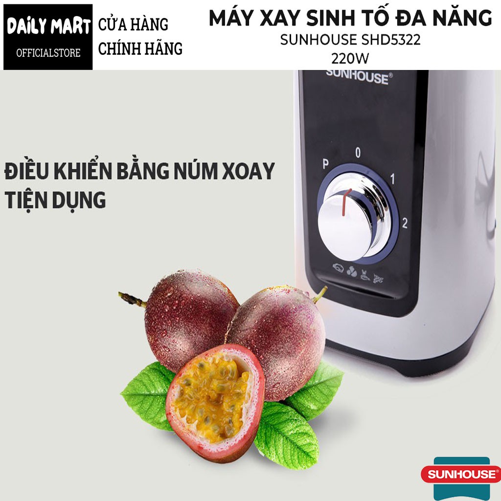 Máy Xay Sinh Tố 3 Cối Nhựa Sunhouse SHD5322B 220W - Máy Sinh Tố Đa Năng Thiết Kế Thông Minh