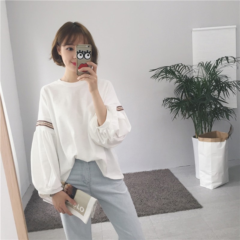 Áo thun IELGY nữ dài tay cổ tròn thời trang Hàn