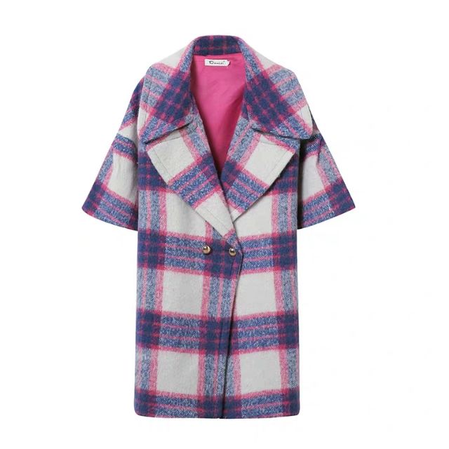 Áo khoác dạ dáng dài caro