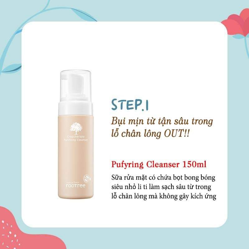 Sữa Rửa Mặt Tạo Bọt Rootree Cryptherapy Purifying Cleanser (Dưỡng ẩm,căng bóng da) | BigBuy360 - bigbuy360.vn