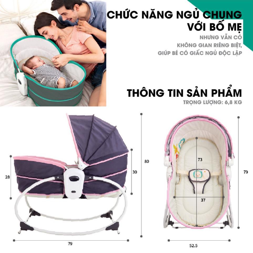 [Sỉ/Lẻ] Nôi rung kiêm ghế bập bênh 5 in 1 kèm màn chống muỗi Mastela