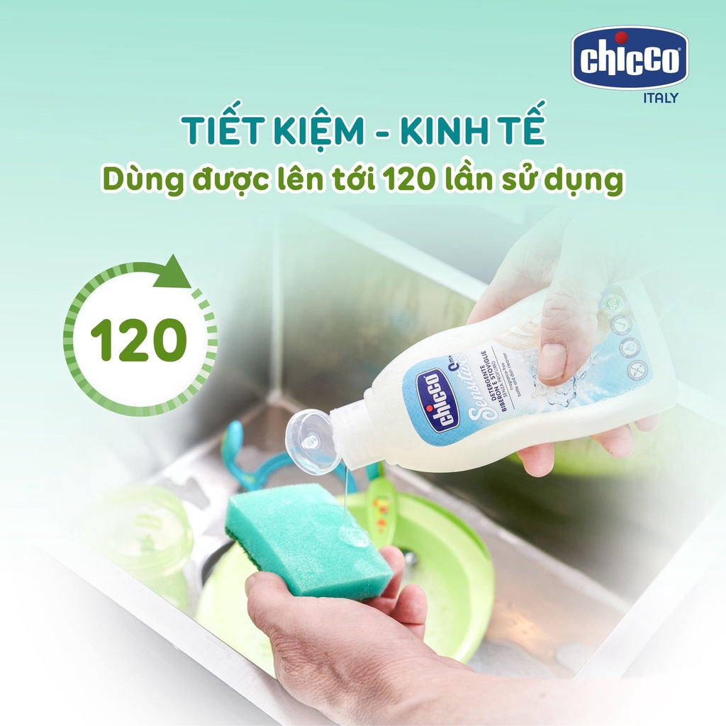 Gel dầu dừa Chicco nhập khẩu từ Ý rửa vệ sinh bình sữa diệt vi khuẩn hiệu quả an toàn cho da nhạy cảm mẹ và bé 300ML