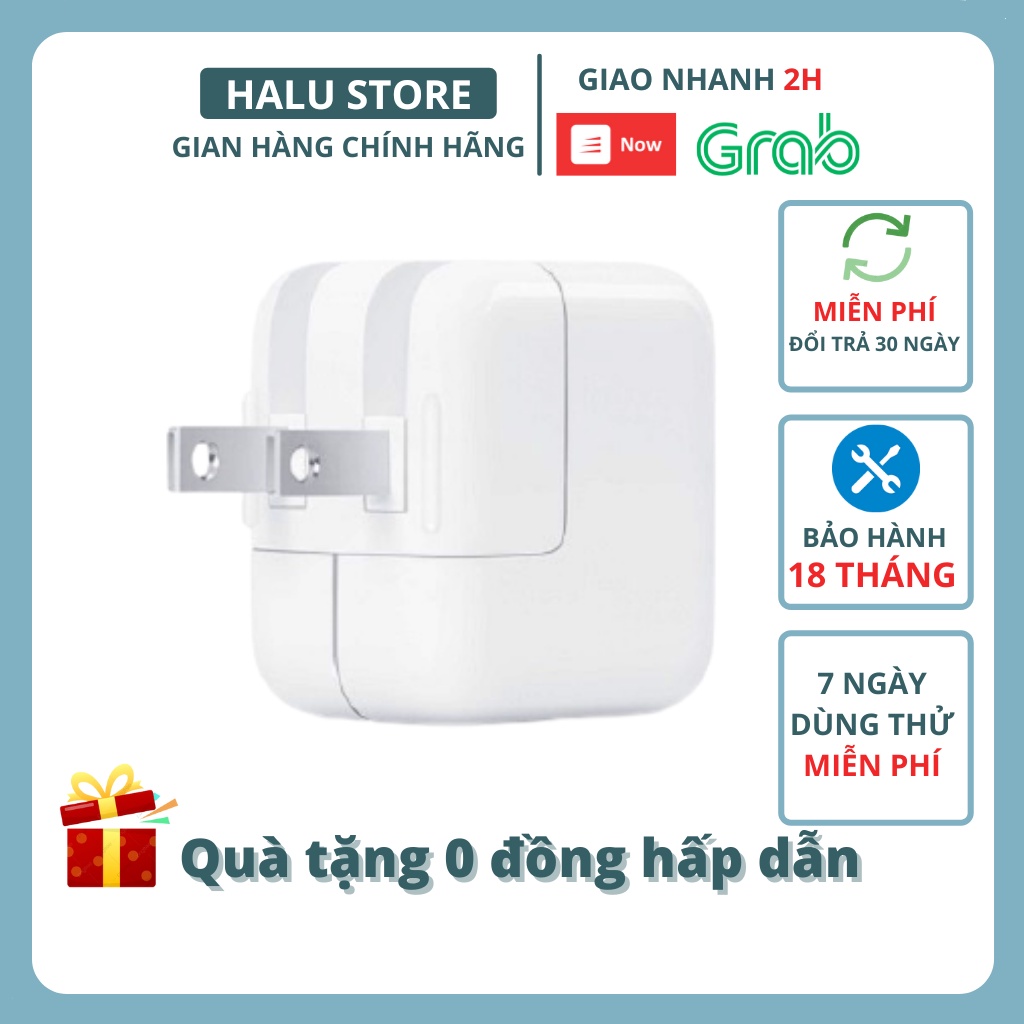 Củ sạc nhanh iphone ipad 12w chính hãng - IPAD 1 2 3 4 PRO AIR MINI, ip 6 7 8 plus x xs xr 11 12 pro max - halustore