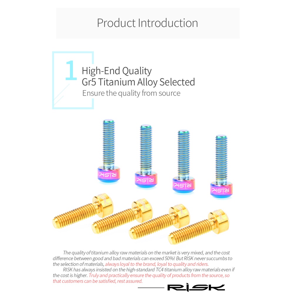 1 Bộ Ốc Vít Titan M5x16/18mm Cho Xe Đạp Leo Núi