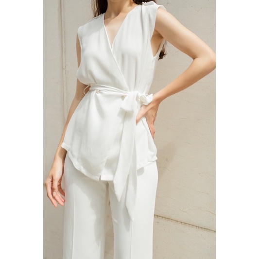 VELLE DESIGN Áo linen đắp tà Joe chất linen hàn mượt mát không nhăn