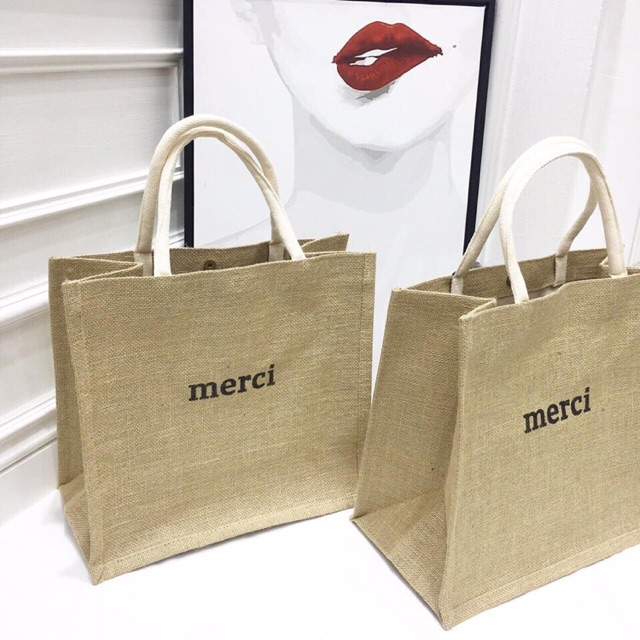 [Siêu phẩm thời trang] Túi cói thời trang Merci chuẩn loại 1 vỏ nâu | BigBuy360 - bigbuy360.vn