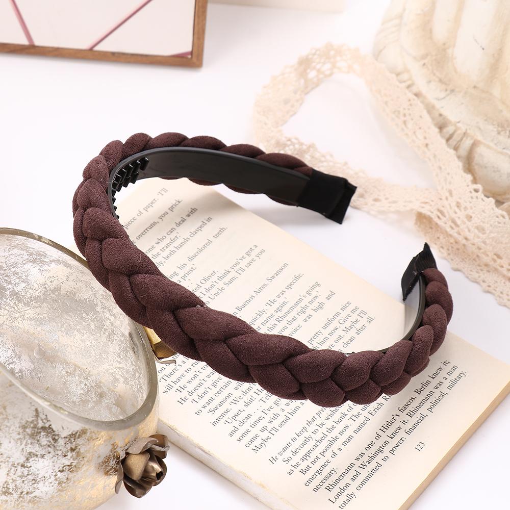 Băng Đô Vải Bản Rộng Dày Co Giãn Họa Tiết Kẻ Sọc Thời Trang Thu Đông Cho Nữ