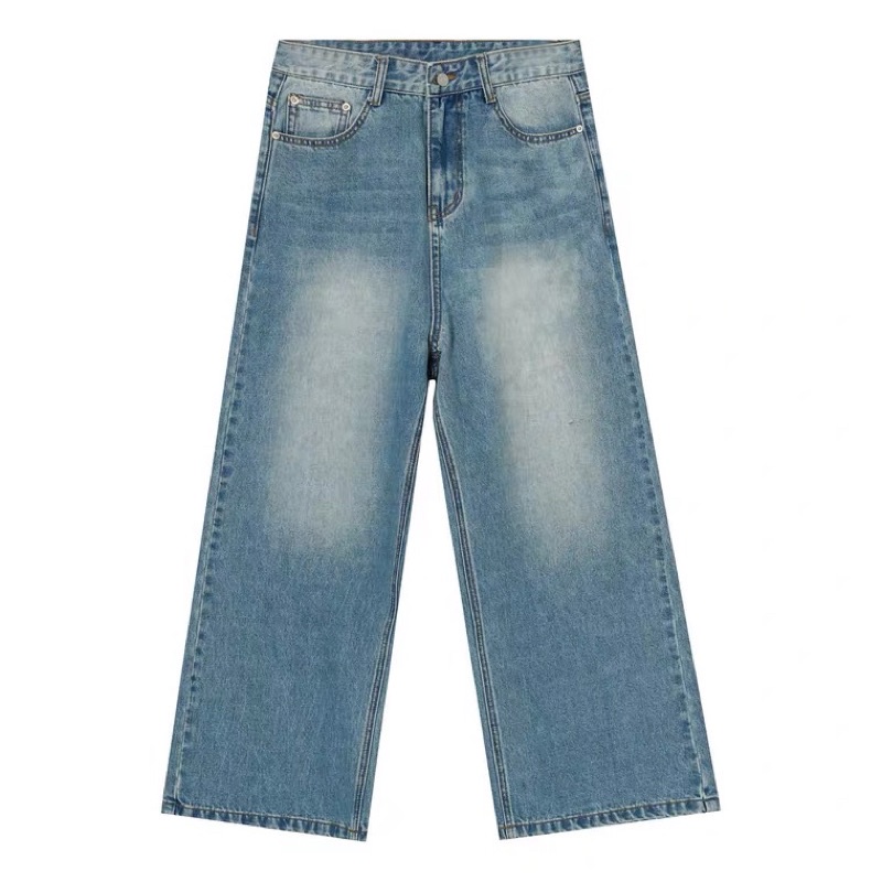 Quần jeans nam dáng wide fit phong cách Nhật Bản, retro, high fashion
