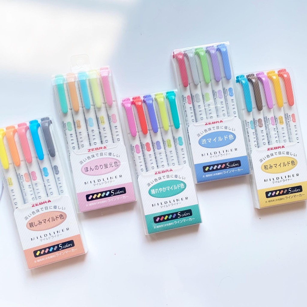 [MILDLINER HIGHLIGHT] Set 5 bút đánh dấu highlight