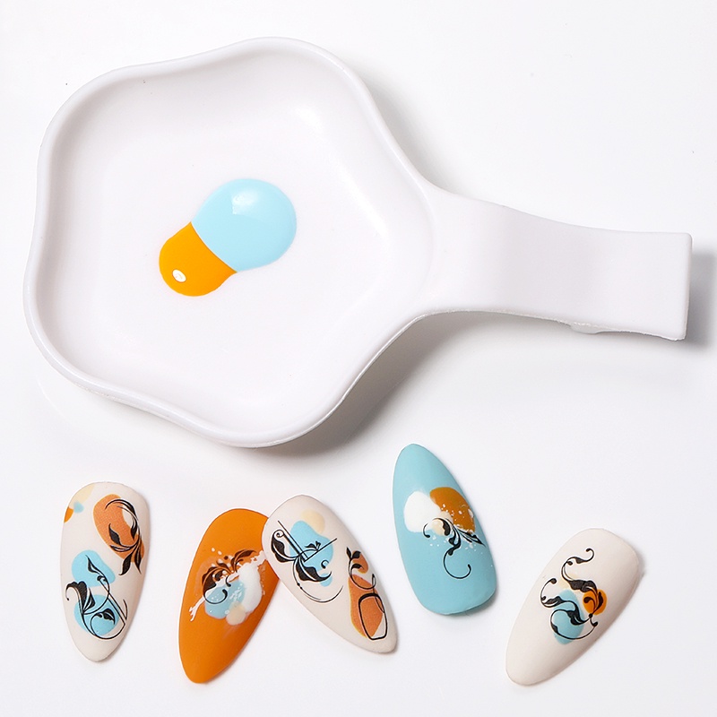 Khay nhựa UR SUGAR hình bông hoa màu trắng/ đen trưng bày móng tay nghệ thuật