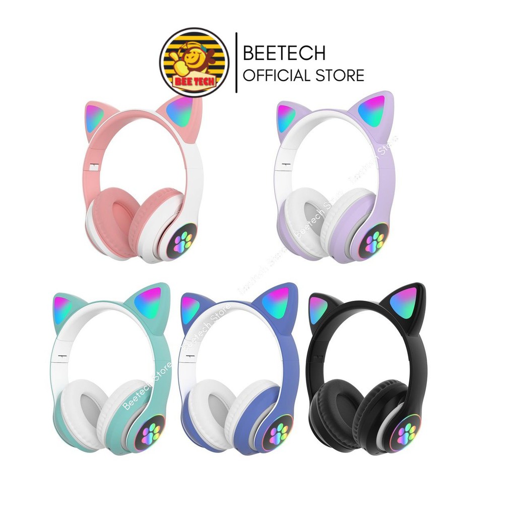 Tai nghe bluetooth hình tai mèo, tai phone chụp tai có led siêu đẹp - Beetech