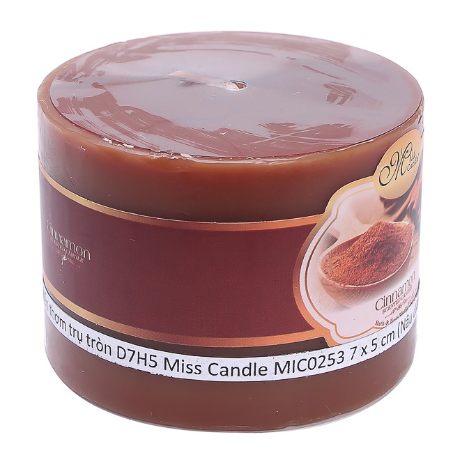 Nến thơm trụ tròn D7H5 Miss Candle MIC0253 7 x 5 cm (Nâu đậm, hương mocha)