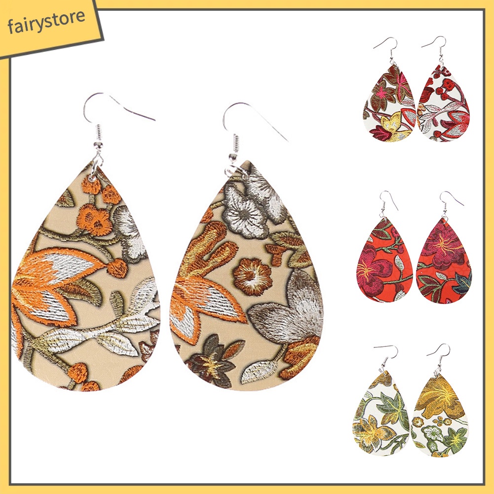 Khuyên tai dáng dài hoạ tiết thêu thời trang cho nữ