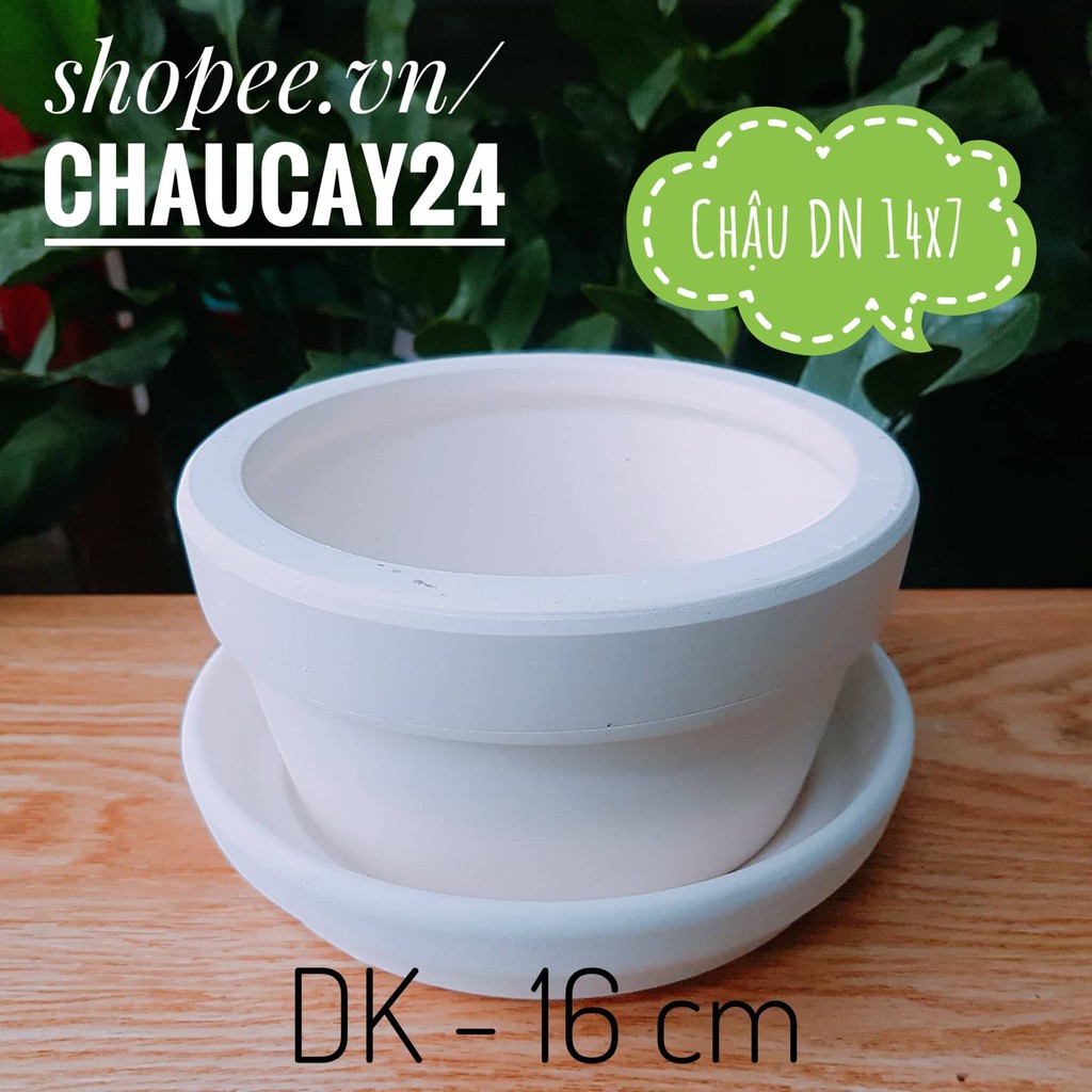 Chậu đất nung 14x7 cm (KÈM DĨA LÓT) trồng cây cảnh phong thủy, sen đá, xương rồng, terrarium