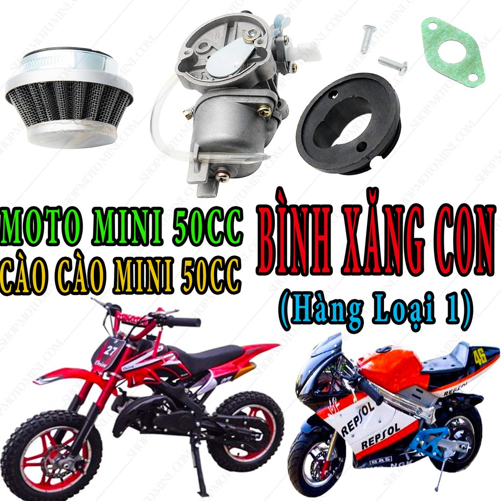 Bộ chế hòa khí cào cào mini 50cc | Bình xăng con xe moto mini ruồi gắn máy cắt cỏ 2 thì