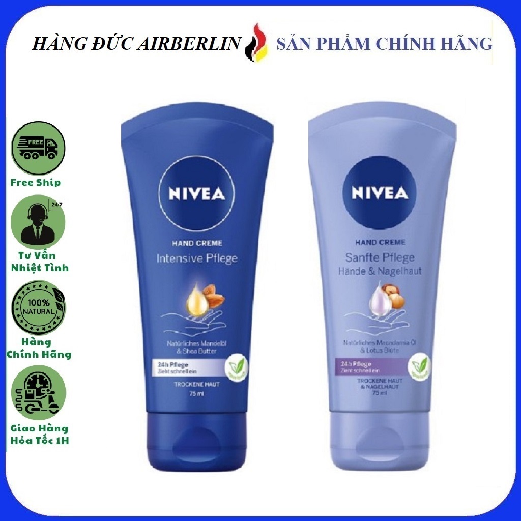 Kem dưỡng da tay Nivea Đức dưỡng ẩm trắng da, chống lão hóa, cho làn da mềm mịn 75ml