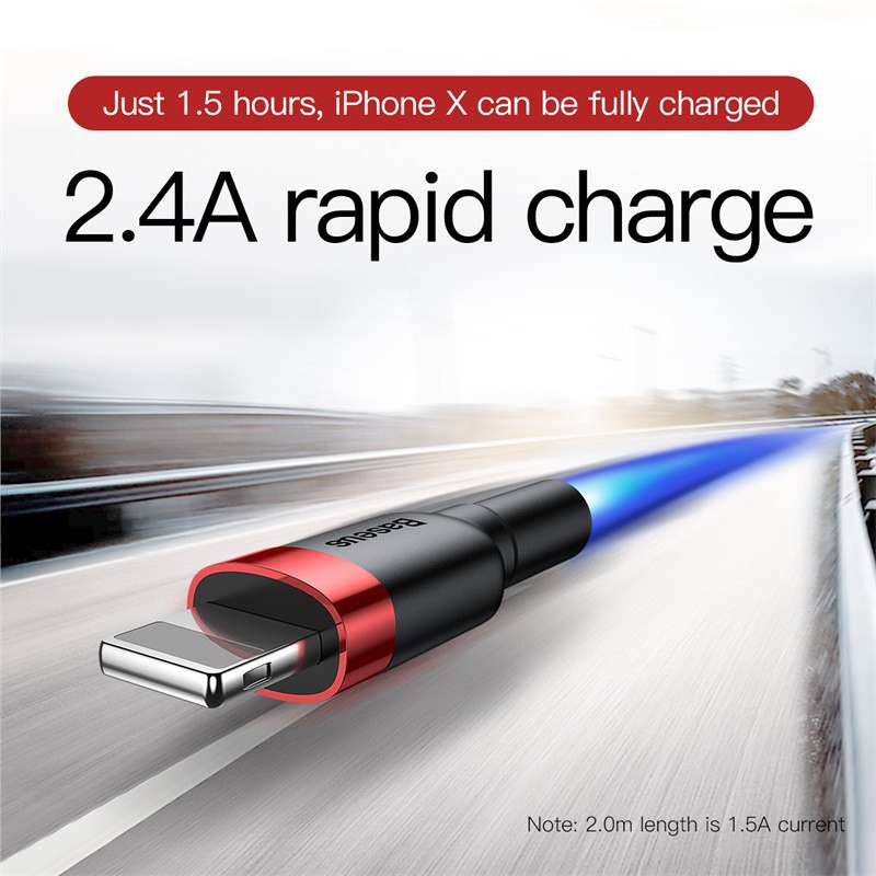 Cáp sạc nhanh Baseus Cafule Micro USB / Type C / Iphone 1m / 2m , 2.4A, Quick charge 3.0